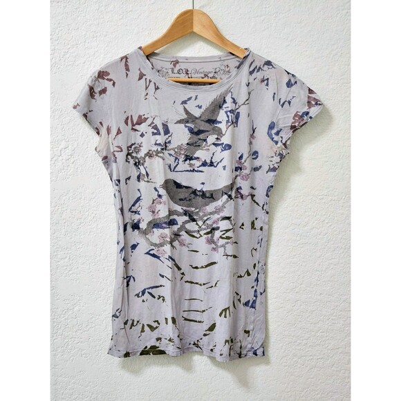 LOL Vintage Tee Shirt Cap Sleeve Gray Bird Womens Size XXL Slim Fit 100% Cotton - Picture 1 of 5